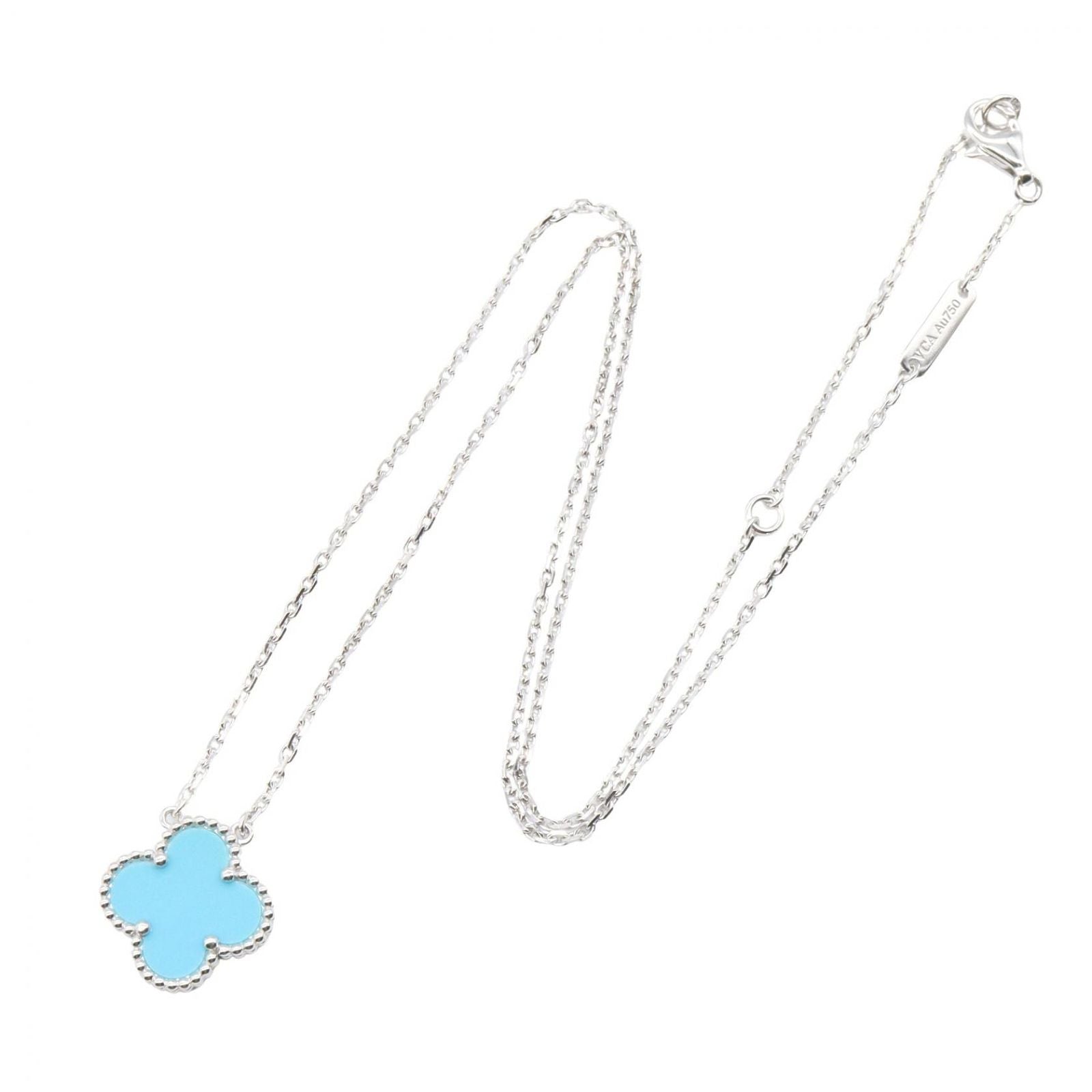 Van Cleef & Arpels Necklace Vintage Alhambra Turquoise 37 41.5 cm 18k White Gold — view 2