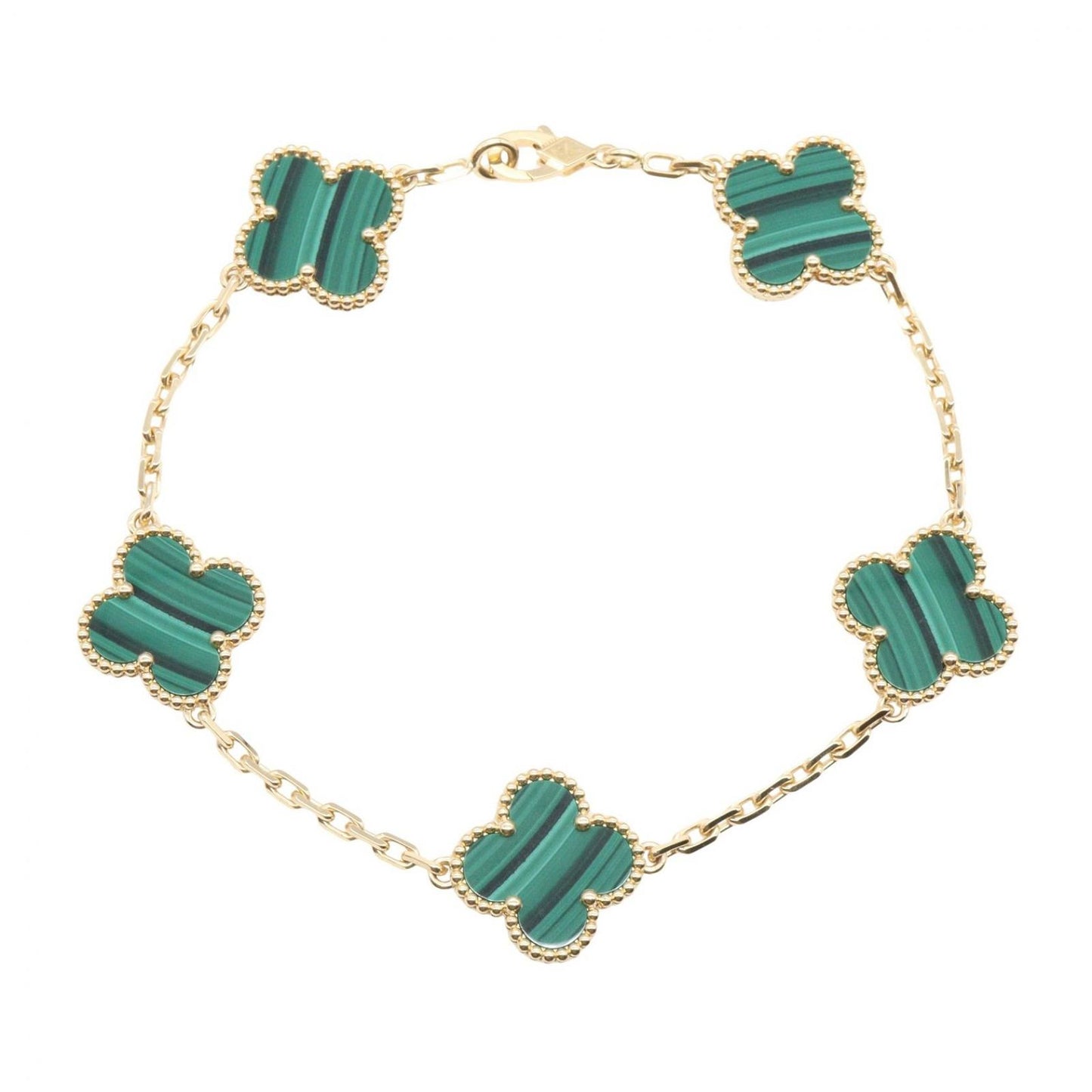 Van Cleef & Arpels Bracelet Vintage Alhambra 5 Motif Malachite 18 cm 18k