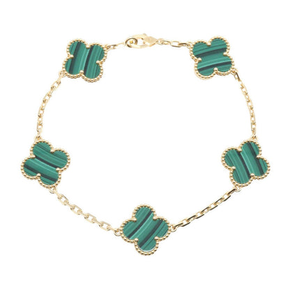 Van Cleef & Arpels Bracelet Vintage Alhambra 5 Motif Malachite 18 cm 18k