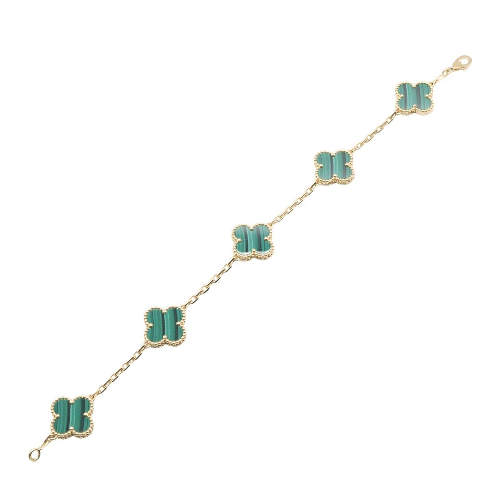 Van Cleef & Arpels Bracelet Vintage Alhambra 5 Motif Malachite 18 cm 18k — view 3