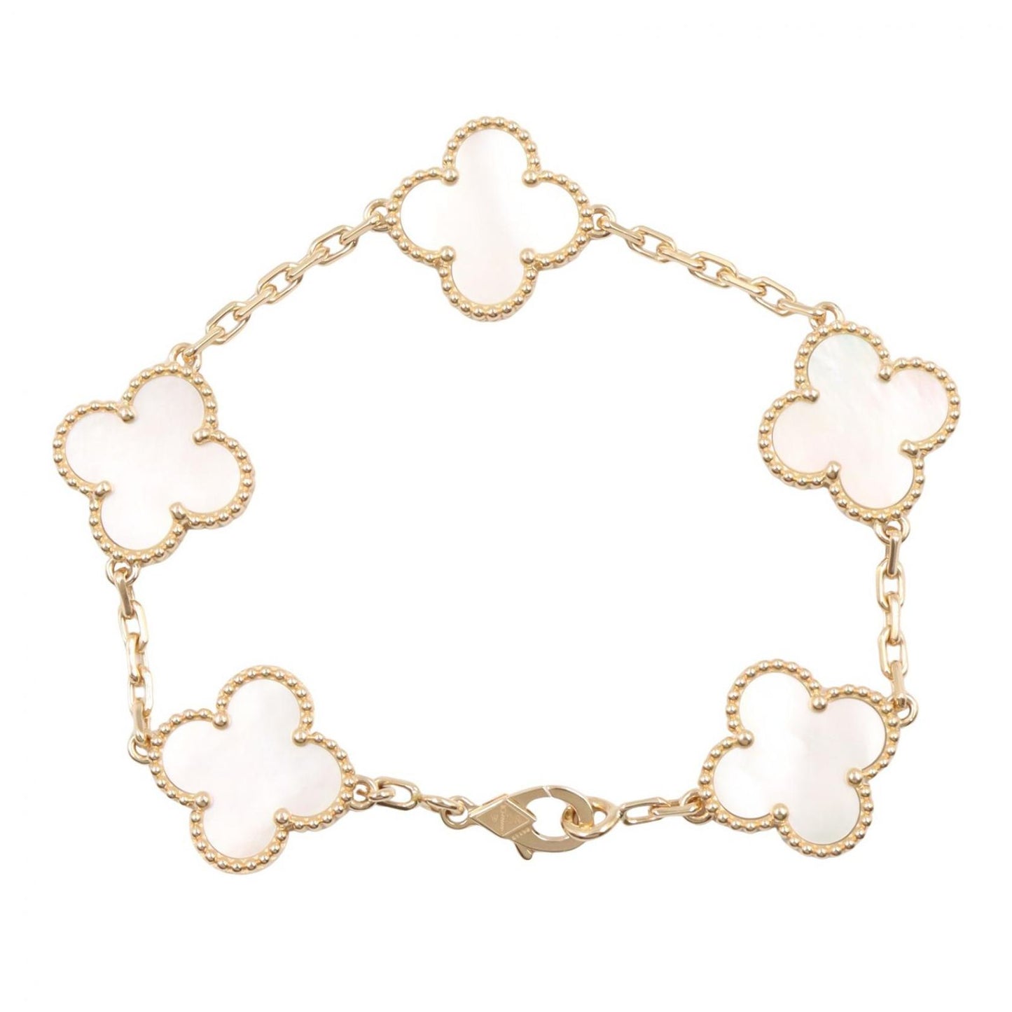 Van Cleef & Arpels Bracelet Vintage Alhambra 5 Motif Mother of Pearl Calf 18k 5 — view 2