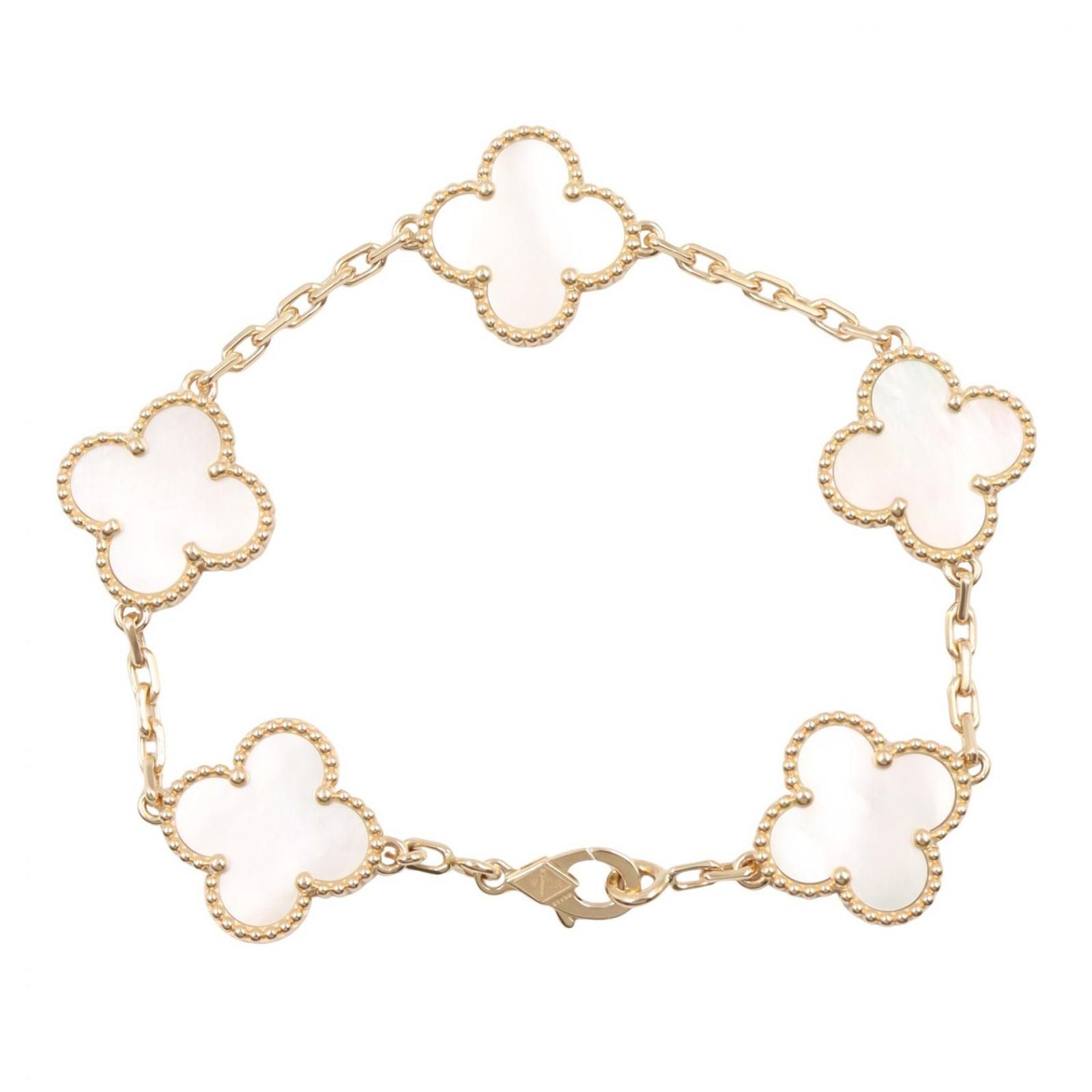 Van Cleef & Arpels Bracelet Vintage Alhambra 5 Motif Mother of Pearl Calf 18k 5 — view 2