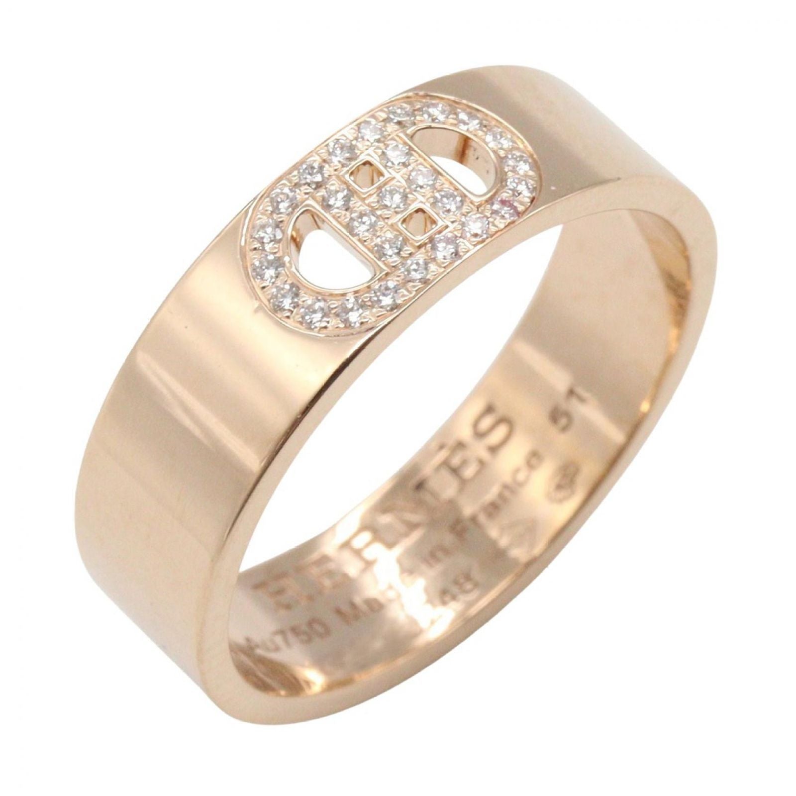 Hermes Ring D'ancre Diamond 18k Pink Gold