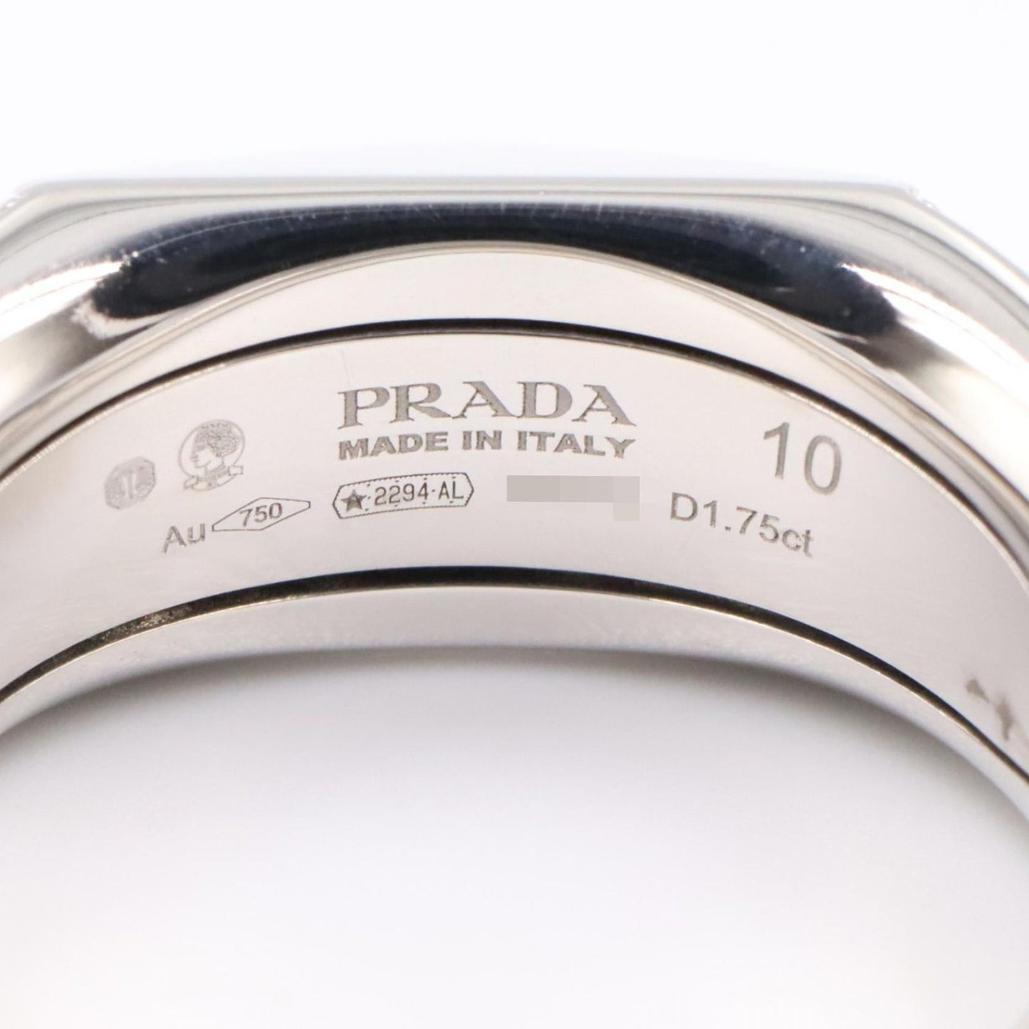 Prada Ring Signet Diamond 18k White Gold — view 4