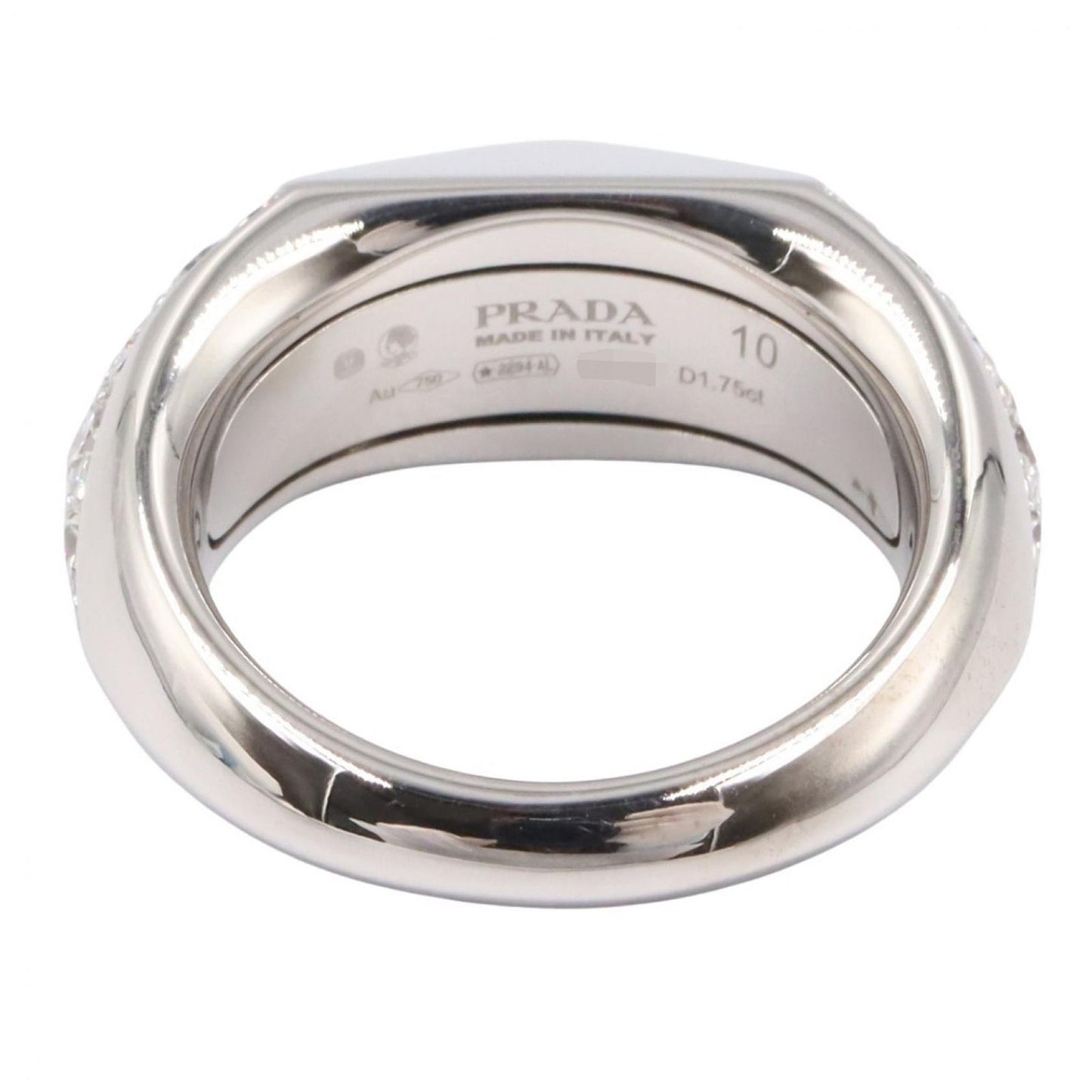 Prada Ring Signet Diamond 18k White Gold — view 3