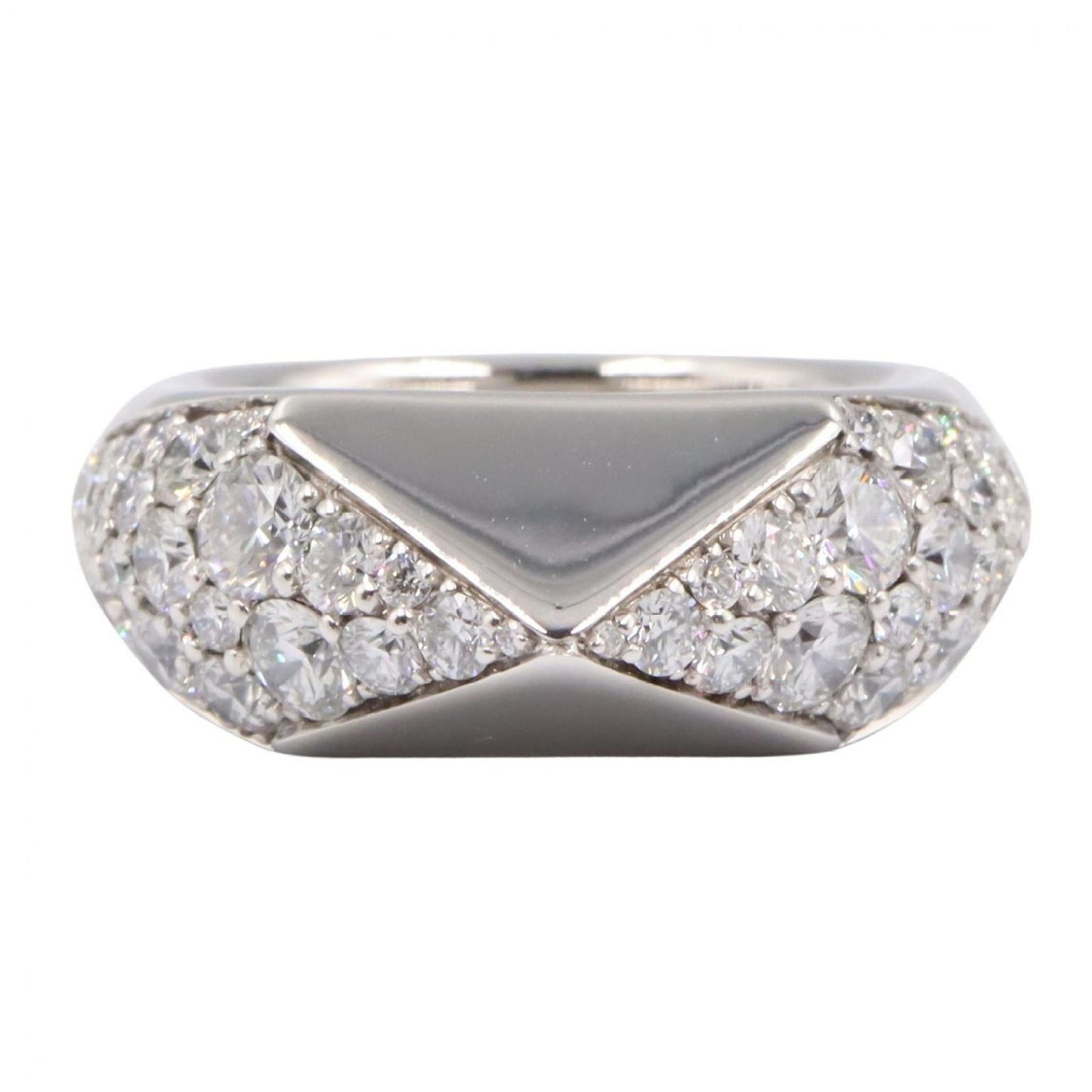 Prada Ring Signet Diamond 18k White Gold — view 2
