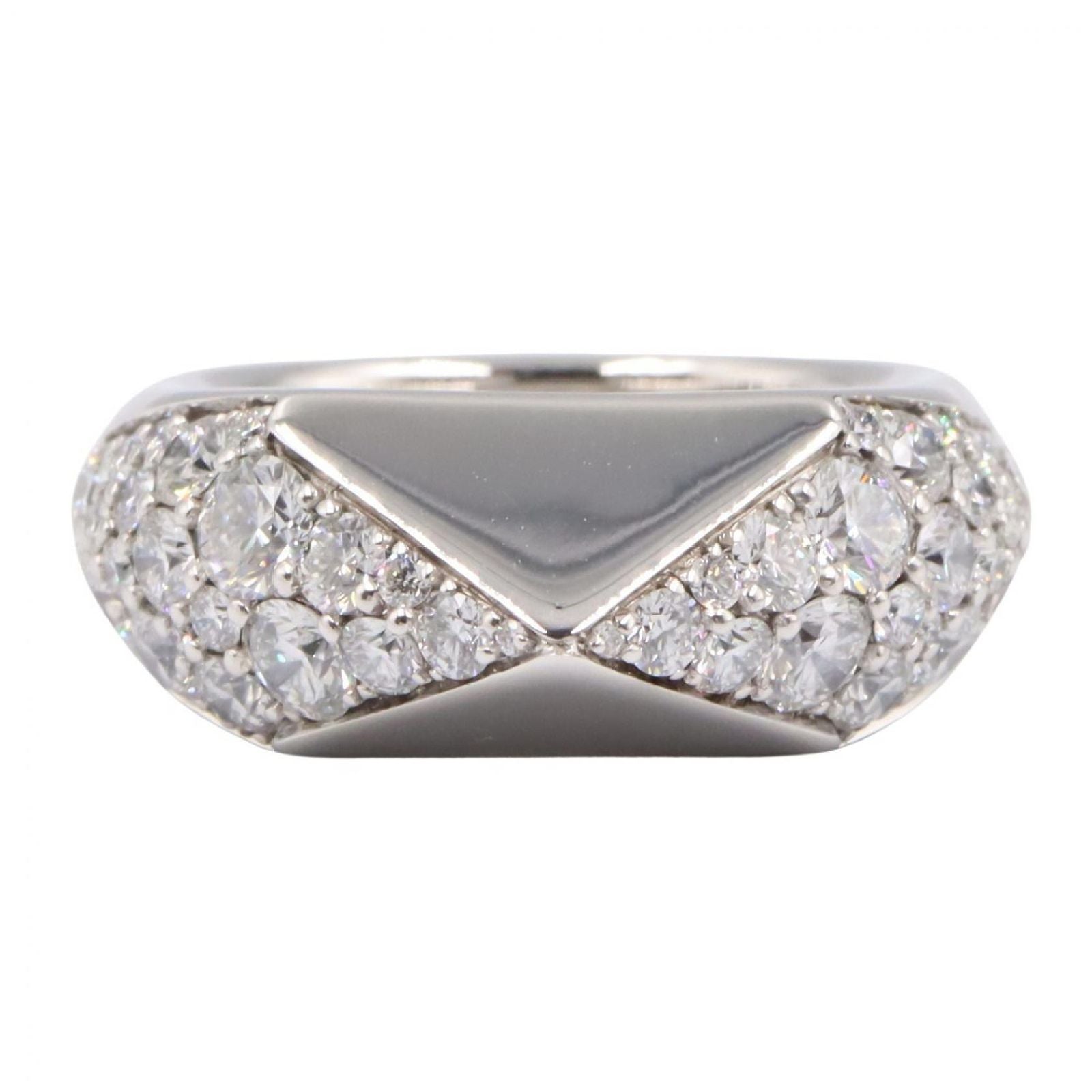 Prada Ring Signet Diamond 18k White Gold — view 2