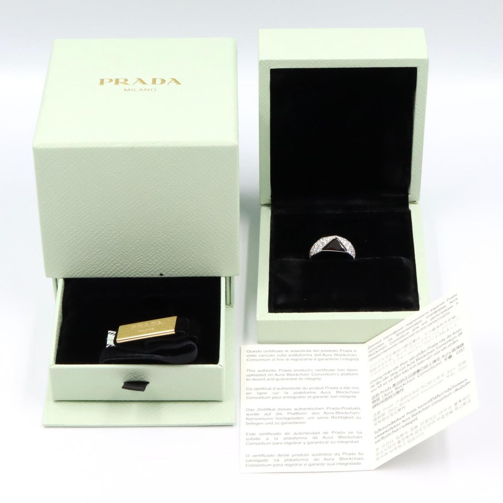 Prada Ring Signet Diamond 18k White Gold — view 8