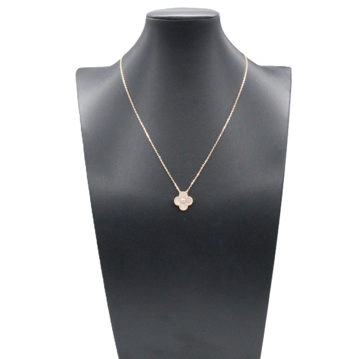 Van Cleef & Arpels Necklace Vintage Alhambe Pink Mother of Pearl 18k Gold — view 6