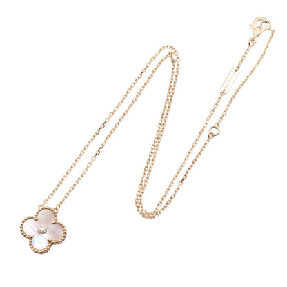 Van Cleef & Arpels Necklace Vintage Alhambe Pink Mother of Pearl 18k Gold — view 2