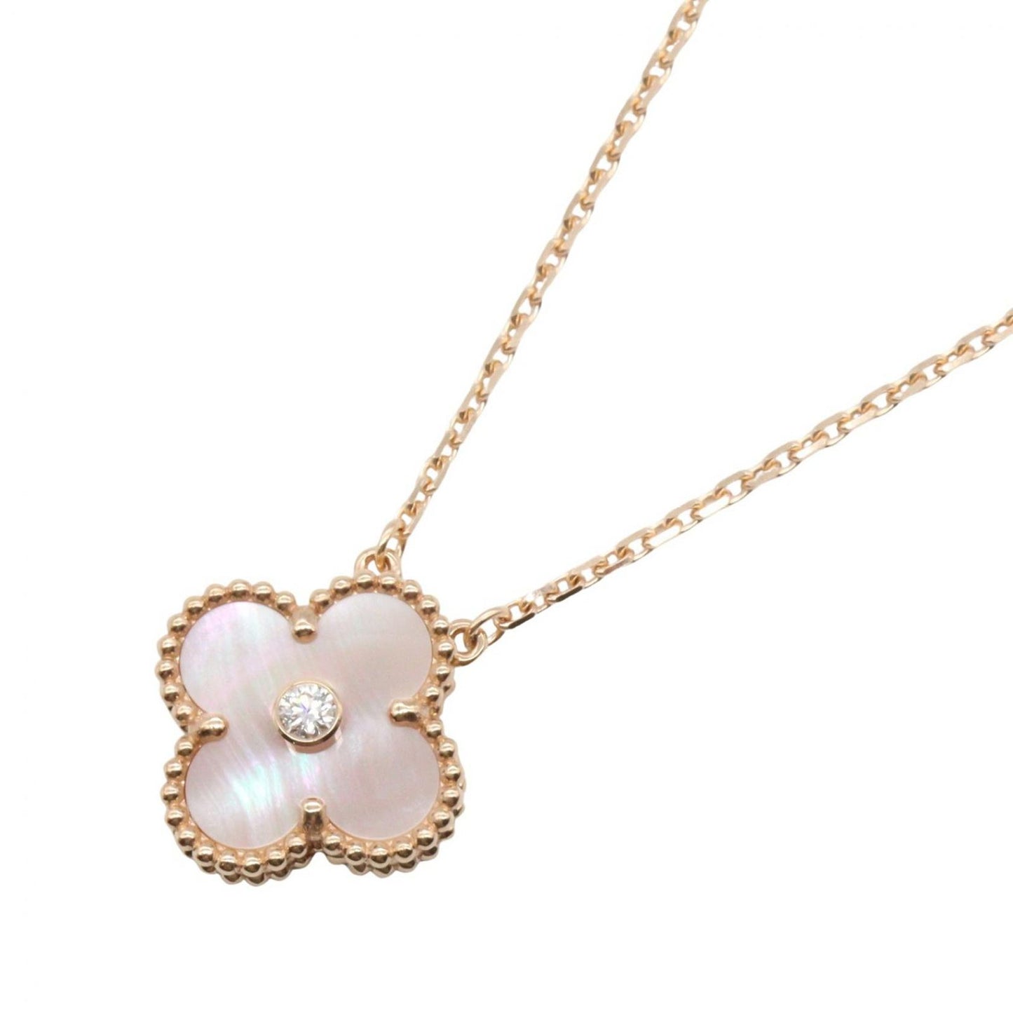 Van Cleef & Arpels Necklace Vintage Alhambe Pink Mother of Pearl 18k Gold