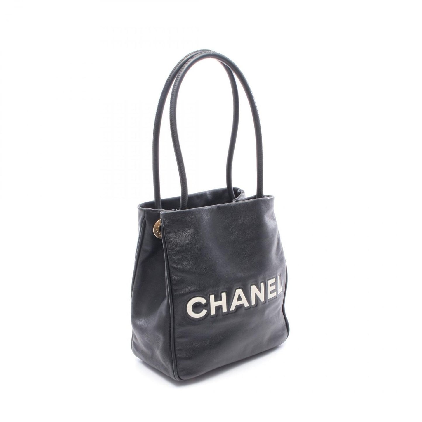 Chanel Tote Logo Camellia Black White Lambskin — view 2