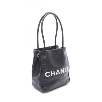 Chanel Tote Logo Camellia Black White Lambskin — view 2