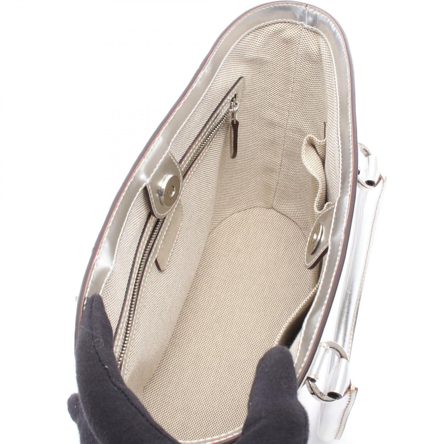 Dior Tote Silver Leather Trotter — view 3