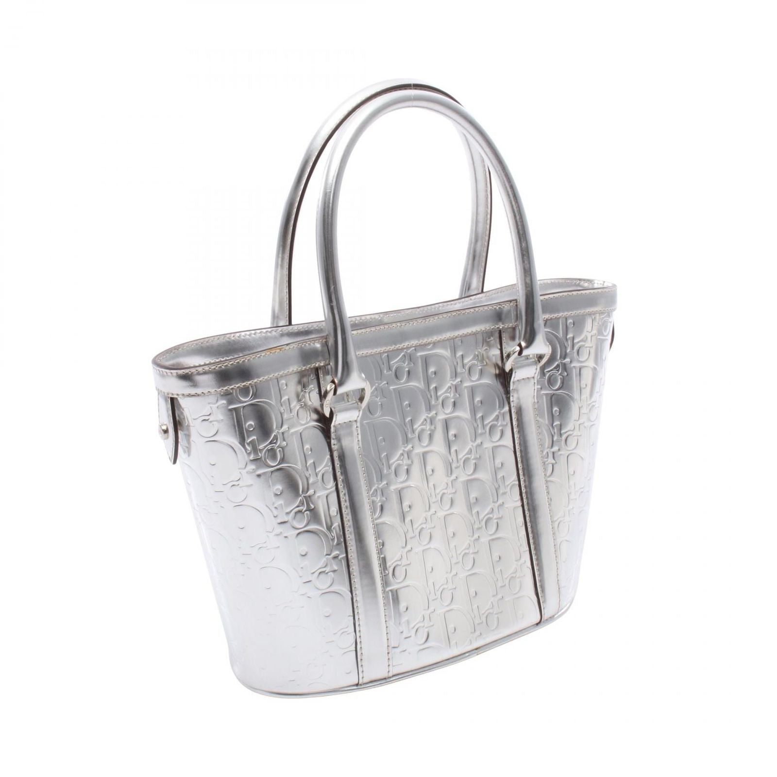 Dior Tote Silver Leather Trotter — view 2