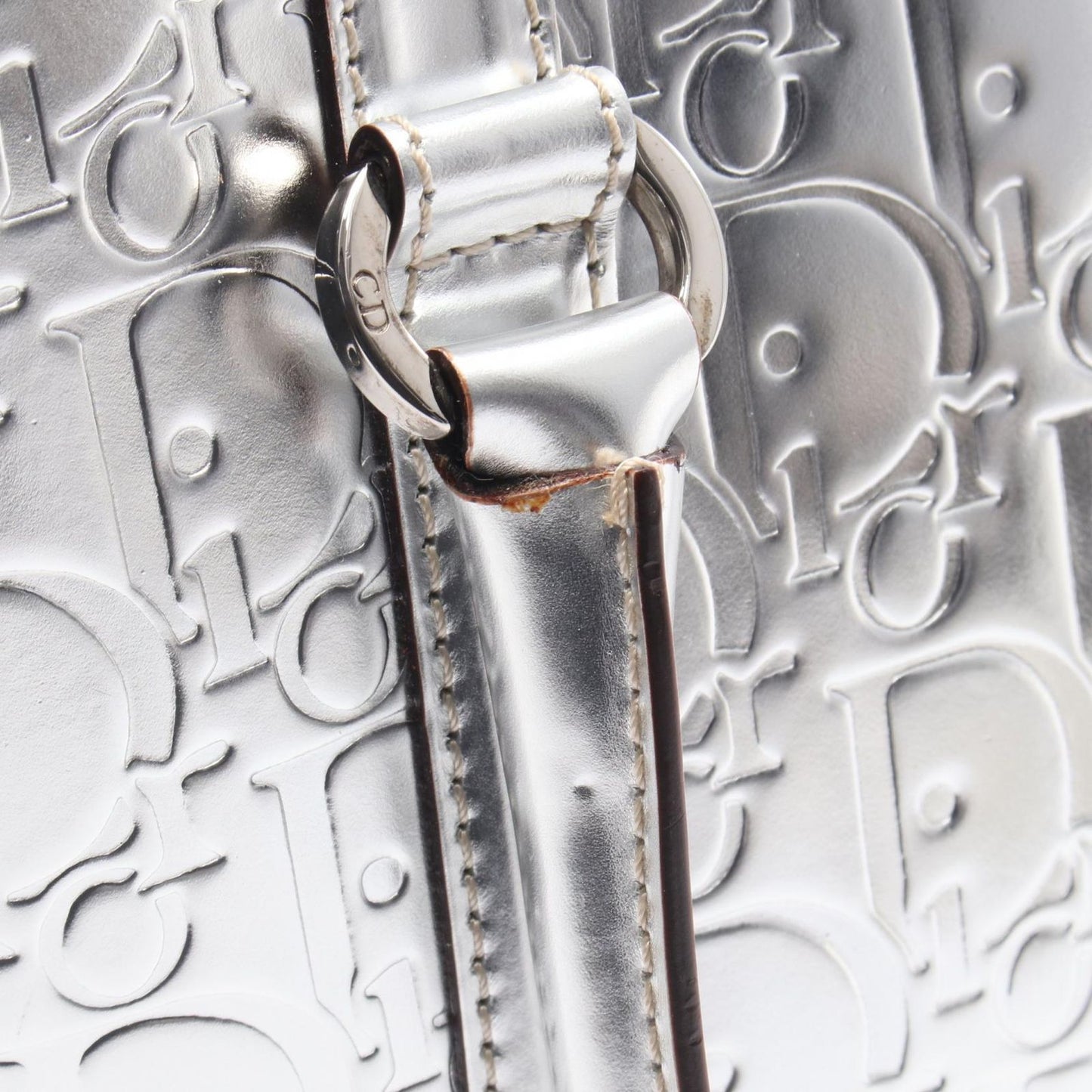 Dior Tote Silver Leather Trotter — view 7