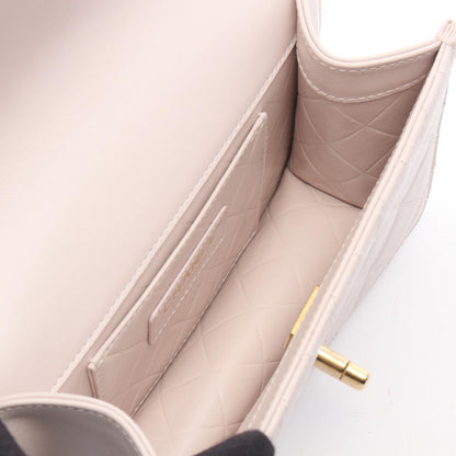 Chanel Shoulder Bag Quilted Pink Gray Leather Chain — view 3
