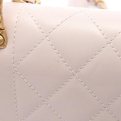 Chanel Shoulder Bag Quilted Pink Gray Leather Chain — view 8