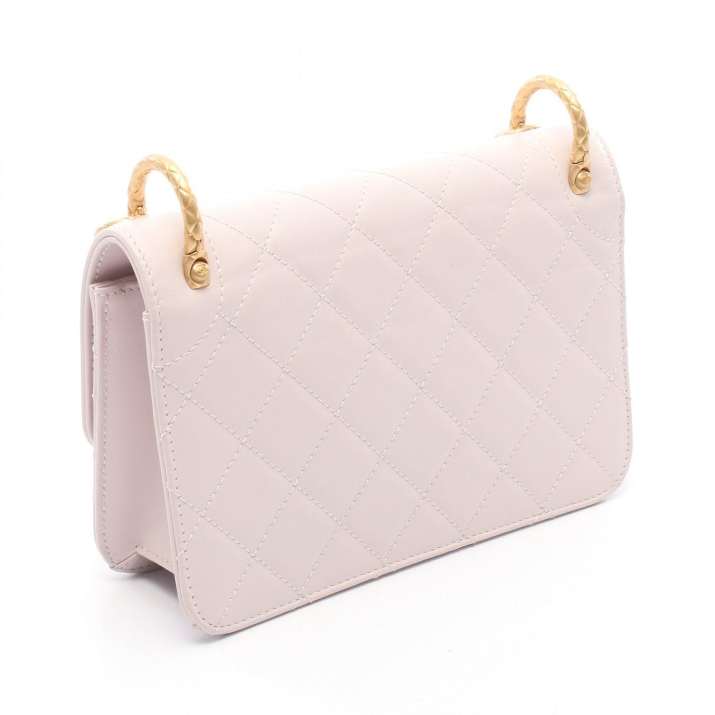 Chanel Shoulder Bag Quilted Pink Gray Leather Chain — view 2