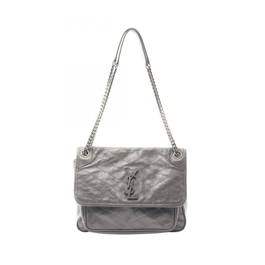 Saint Laurent Paris Shoulder Bag Niki Gray Leather Chain