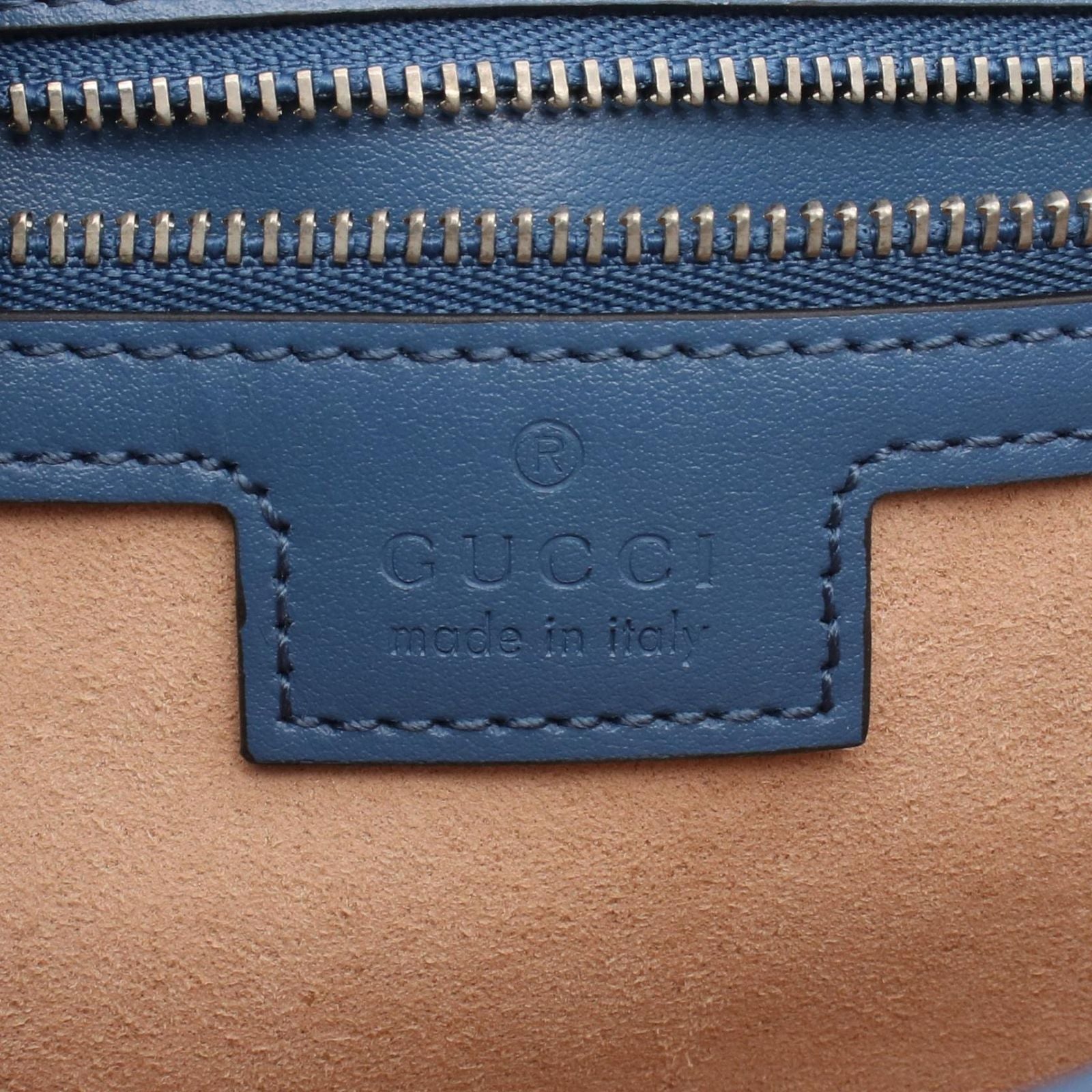 Gucci Shoulder Bag GG Marmont Quilted Small Blue Leather Chain — view 4