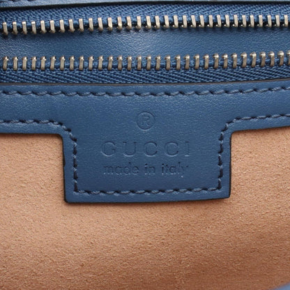 Gucci Shoulder Bag GG Marmont Quilted Small Blue Leather Chain — view 4