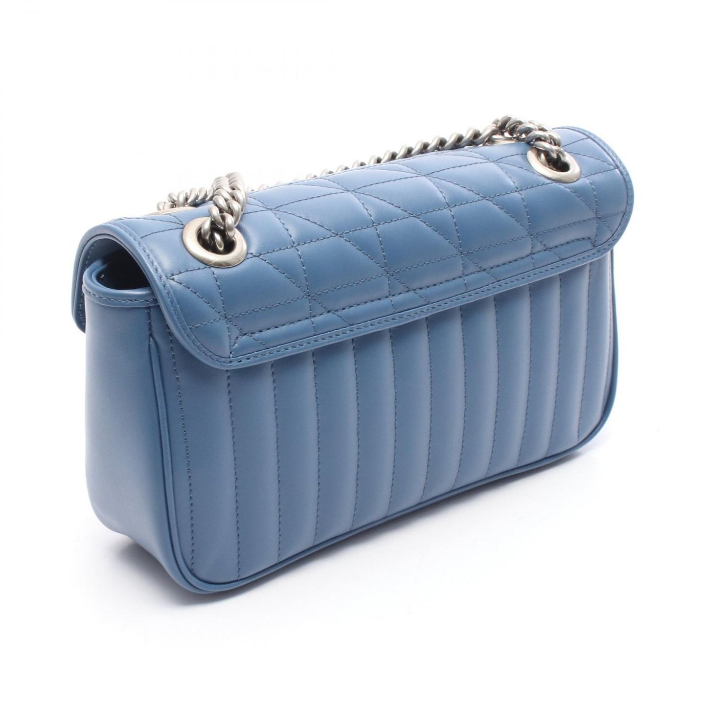 Gucci Shoulder Bag GG Marmont Quilted Small Blue Leather Chain — view 2
