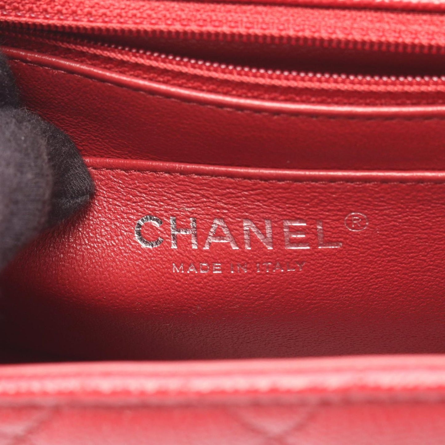 Chanel Shoulder Bag Mini Quilted Red Caviar Leather Chain — view 4