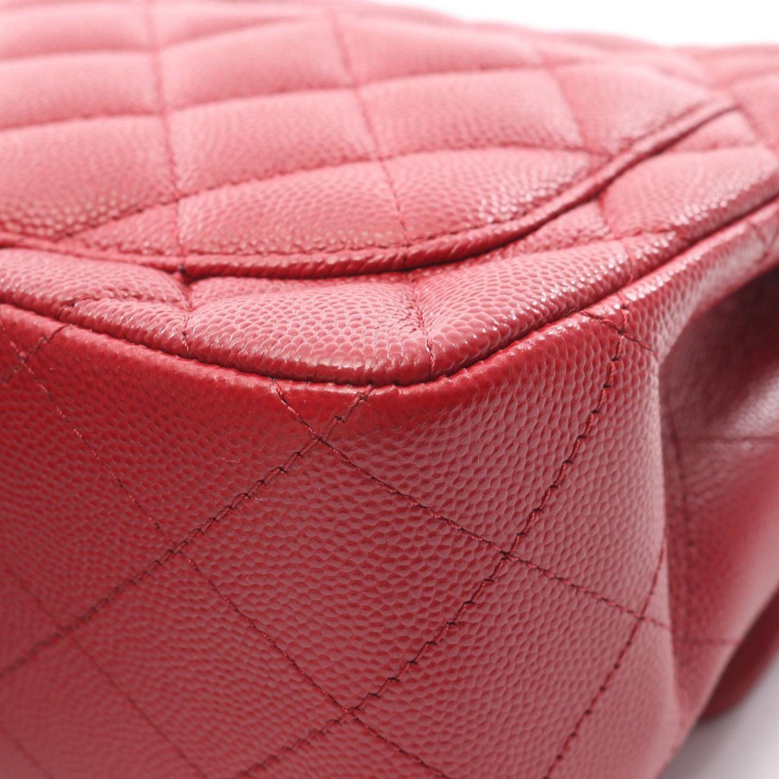Chanel Shoulder Bag Mini Quilted Red Caviar Leather Chain — view 7