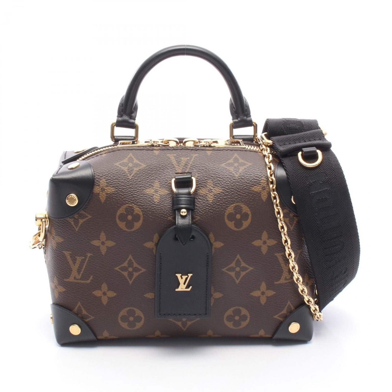 Louis Vuitton Handbag Malle Souple Monogram Noir Canvas Leather Petite