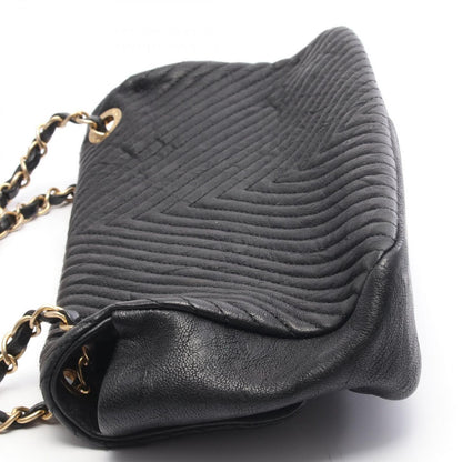 Chanel Shoulder Bag Blanc Stitch Black Leather Chain — view 9