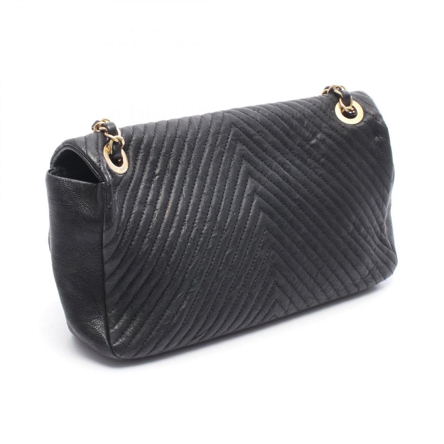 Chanel Shoulder Bag Blanc Stitch Black Leather Chain — view 2