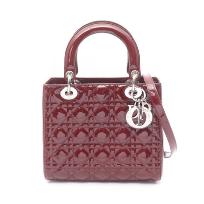 Dior Handbag Lady Dior Cannage 2-Way Bordeaux Patent Leather Tote