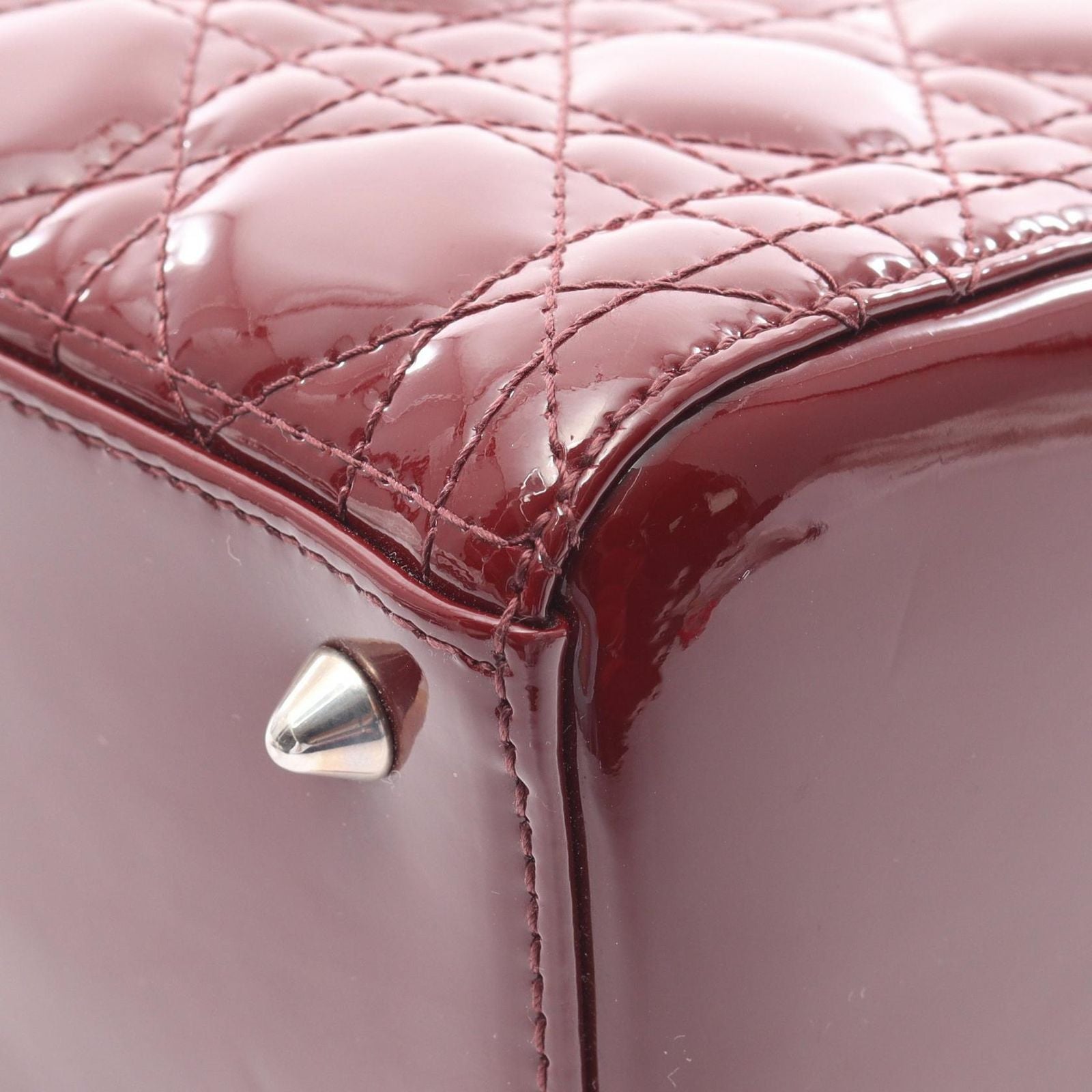 Dior Handbag Lady Dior Cannage 2-Way Bordeaux Patent Leather Tote — view 5
