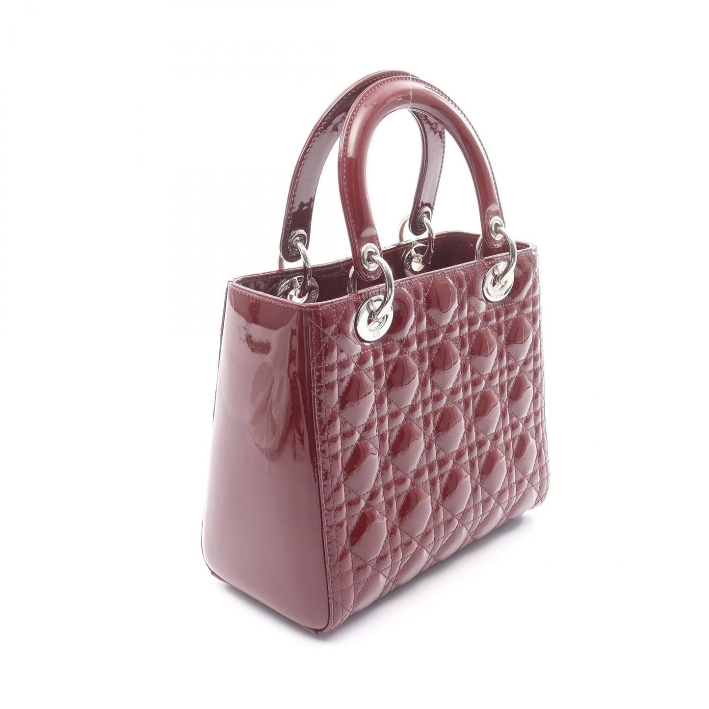 Dior Handbag Lady Dior Cannage 2-Way Bordeaux Patent Leather Tote — view 2