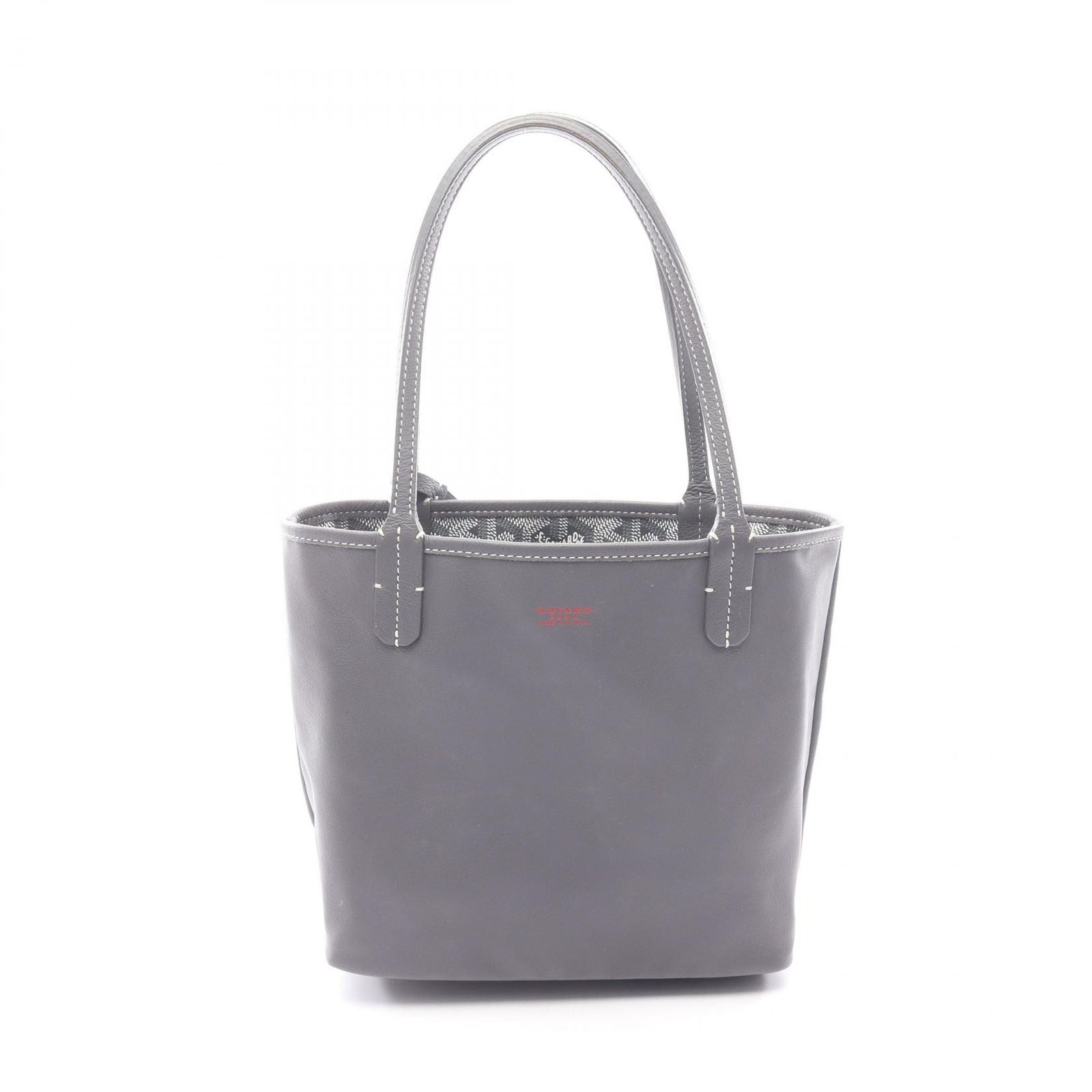 Goyard Tote Anjou Mini Pouch Reversible Gray Canvas Leather — view 5