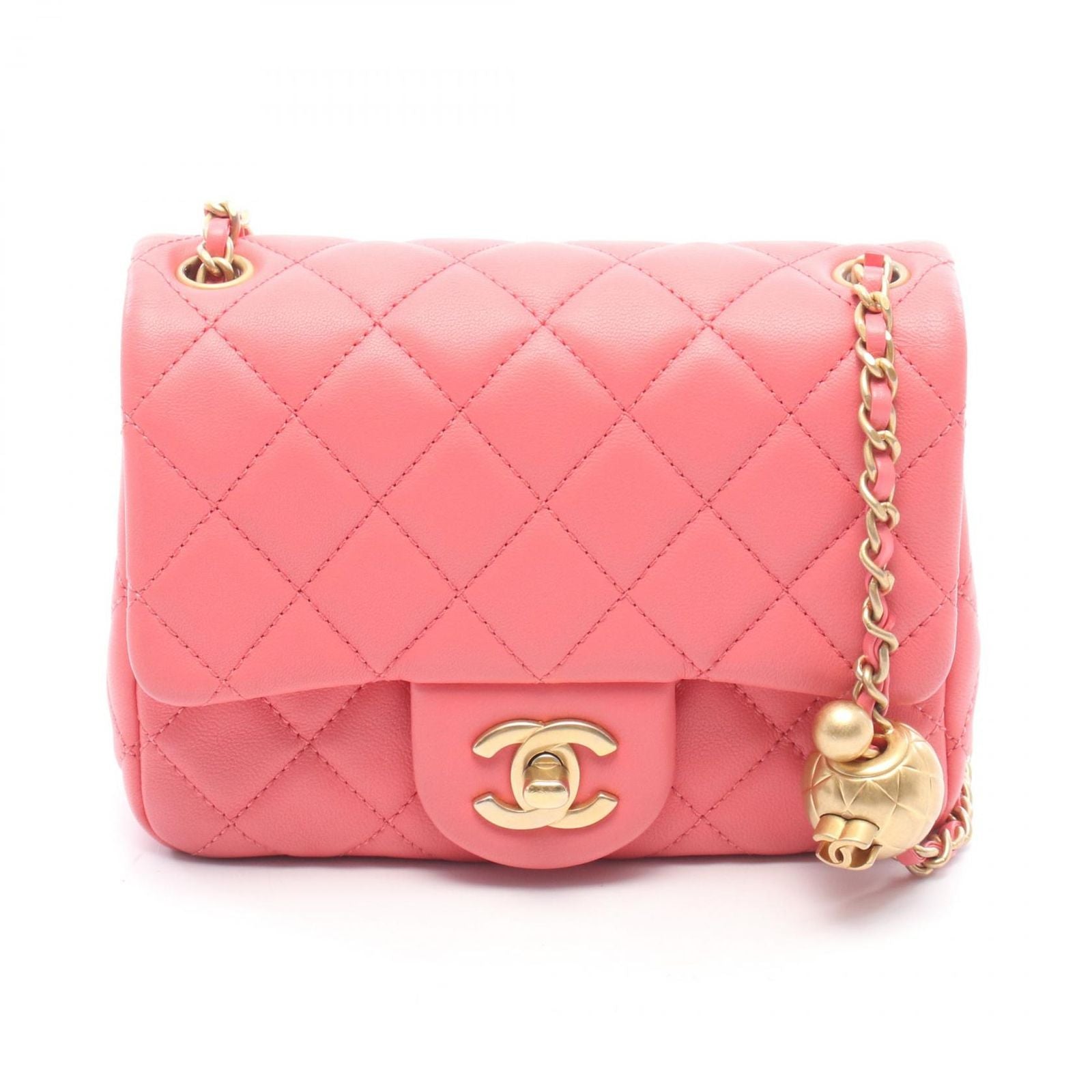 Chanel Shoulder Bag Quilted Pink Leather Mini Chain