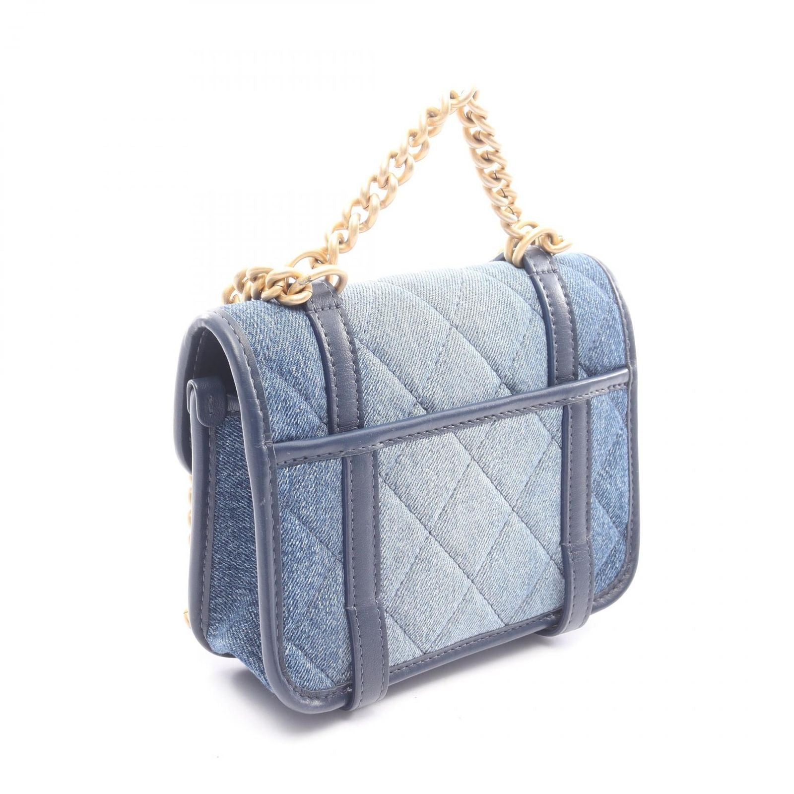 Chanel Shoulder Bag Mini Quilted 2-Way Denim Blue Chain — view 2