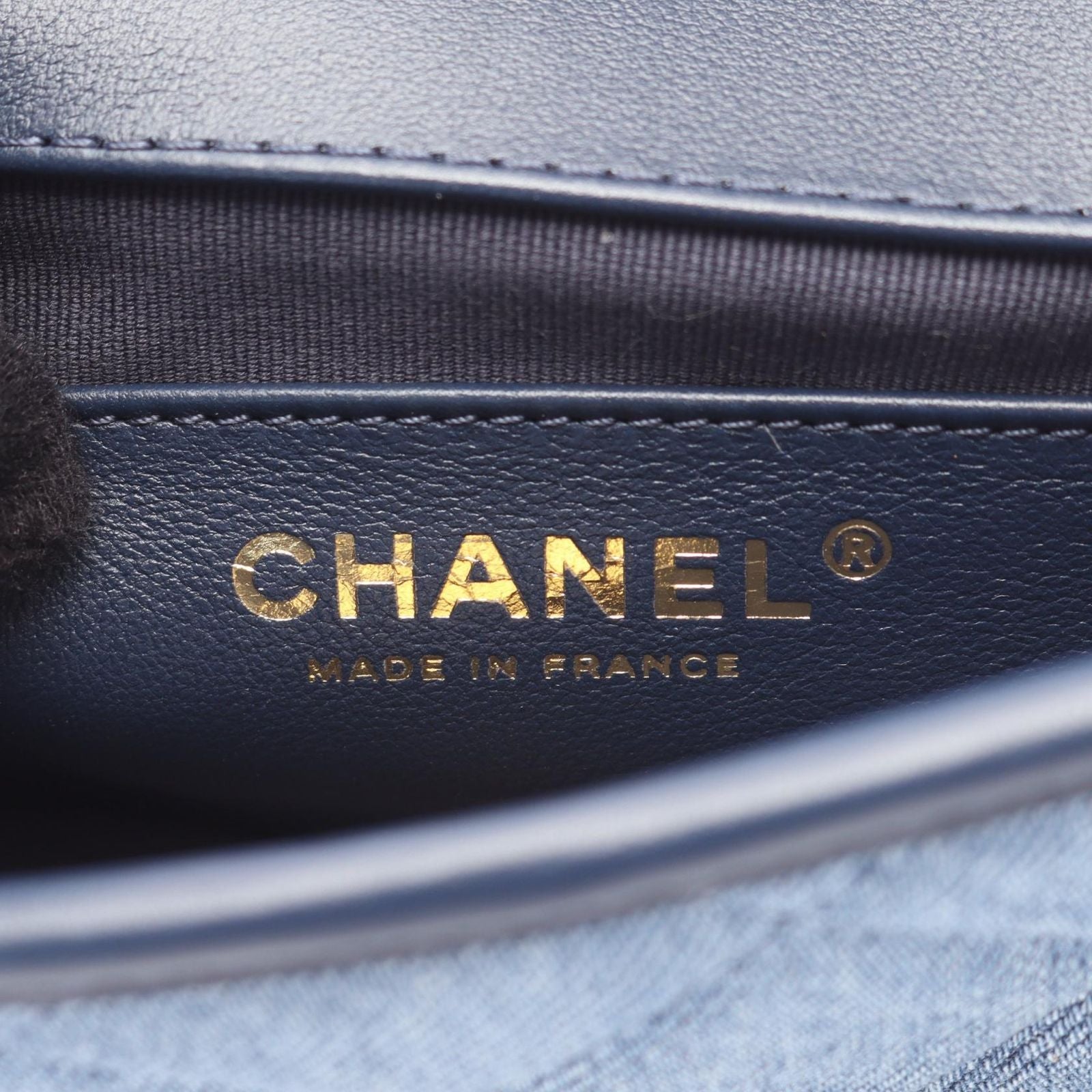 Chanel Shoulder Bag Mini Quilted 2-Way Denim Blue Chain — view 4