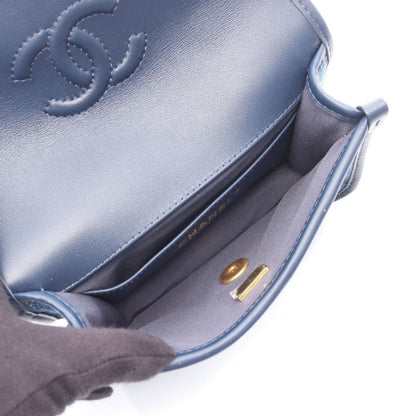 Chanel Shoulder Bag Mini Quilted 2-Way Denim Blue Chain — view 3
