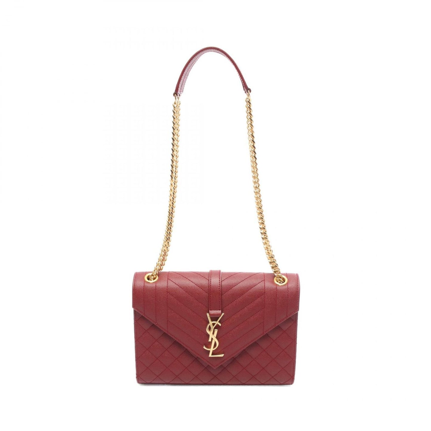 Saint Laurent Paris Shoulder Bag Envelope Red Leather Envelop Chain