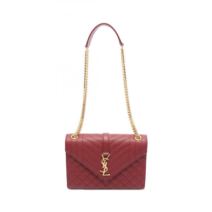 Saint Laurent Paris Shoulder Bag Envelope Red Leather Envelop Chain