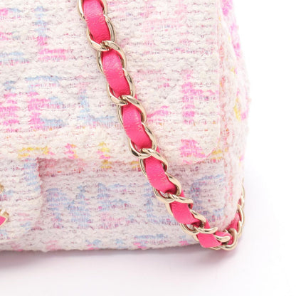 Chanel Shoulder Bag Mini Quilted 20 White Multi Fabric Leather Chain — view 7