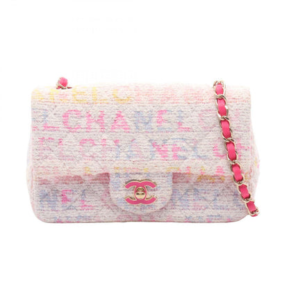 Chanel Shoulder Bag Mini Quilted 20 White Multi Fabric Leather Chain