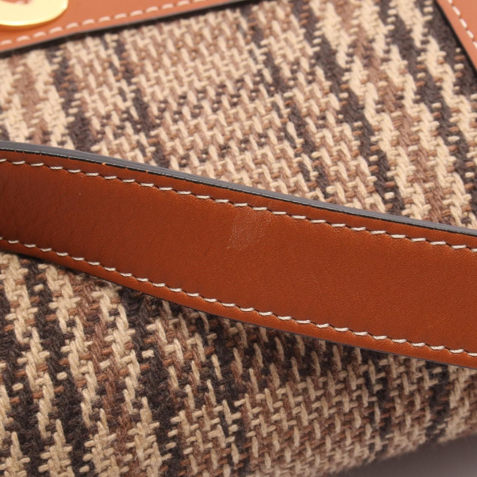 Celine Shoulder Bag Classic Triomphe Brown Fabric Leather — view 8
