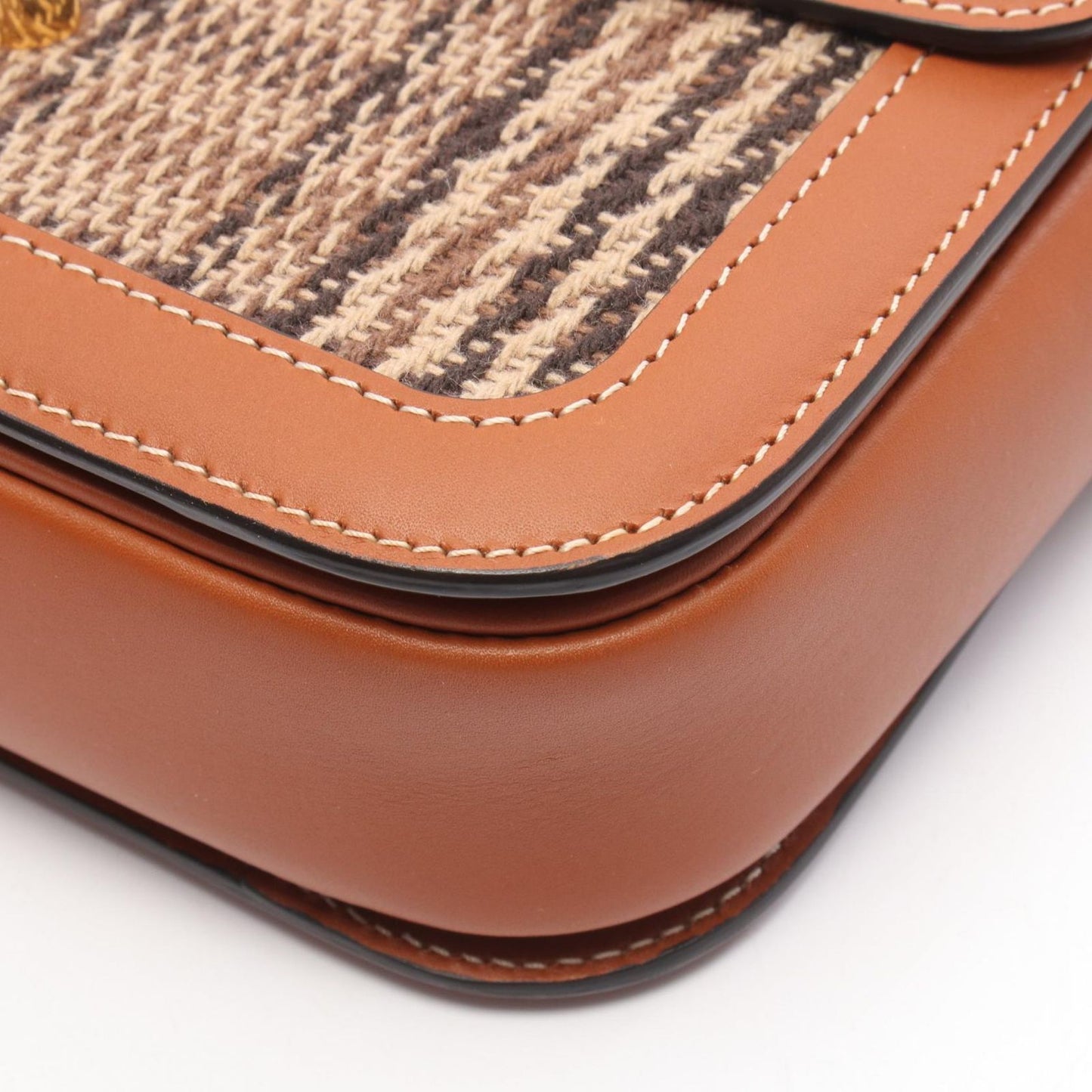 Celine Shoulder Bag Classic Triomphe Brown Fabric Leather — view 5