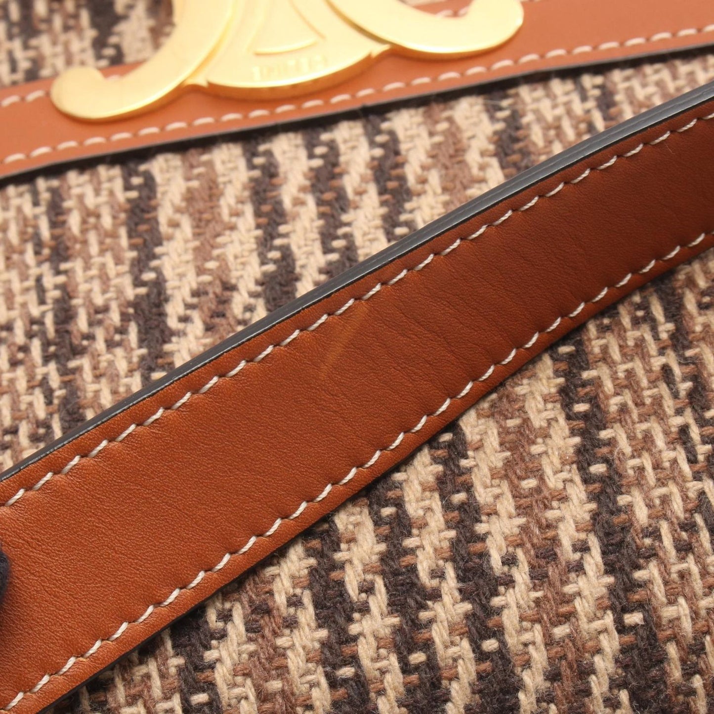 Celine Shoulder Bag Classic Triomphe Brown Fabric Leather — view 6