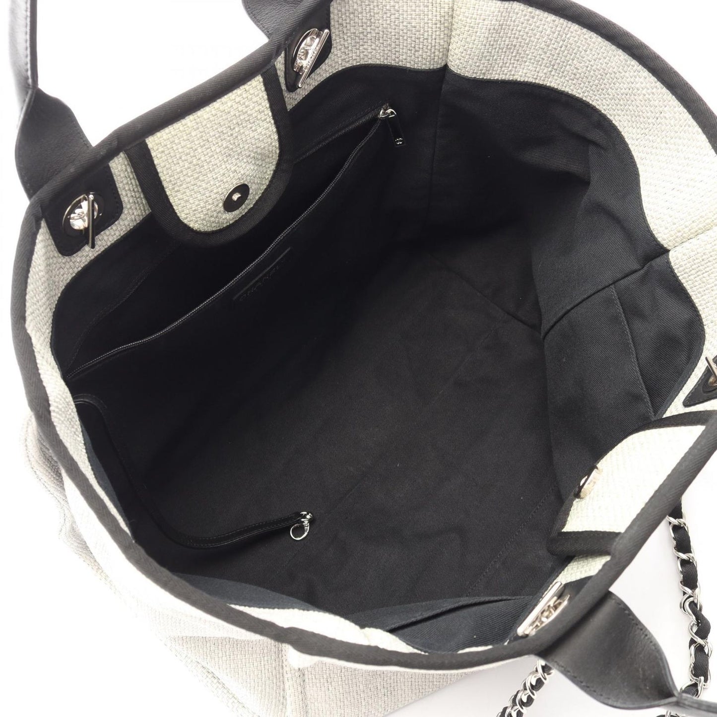 Chanel Tote Deauville GM 2-Way Light Gray Leather Chain GM — view 3