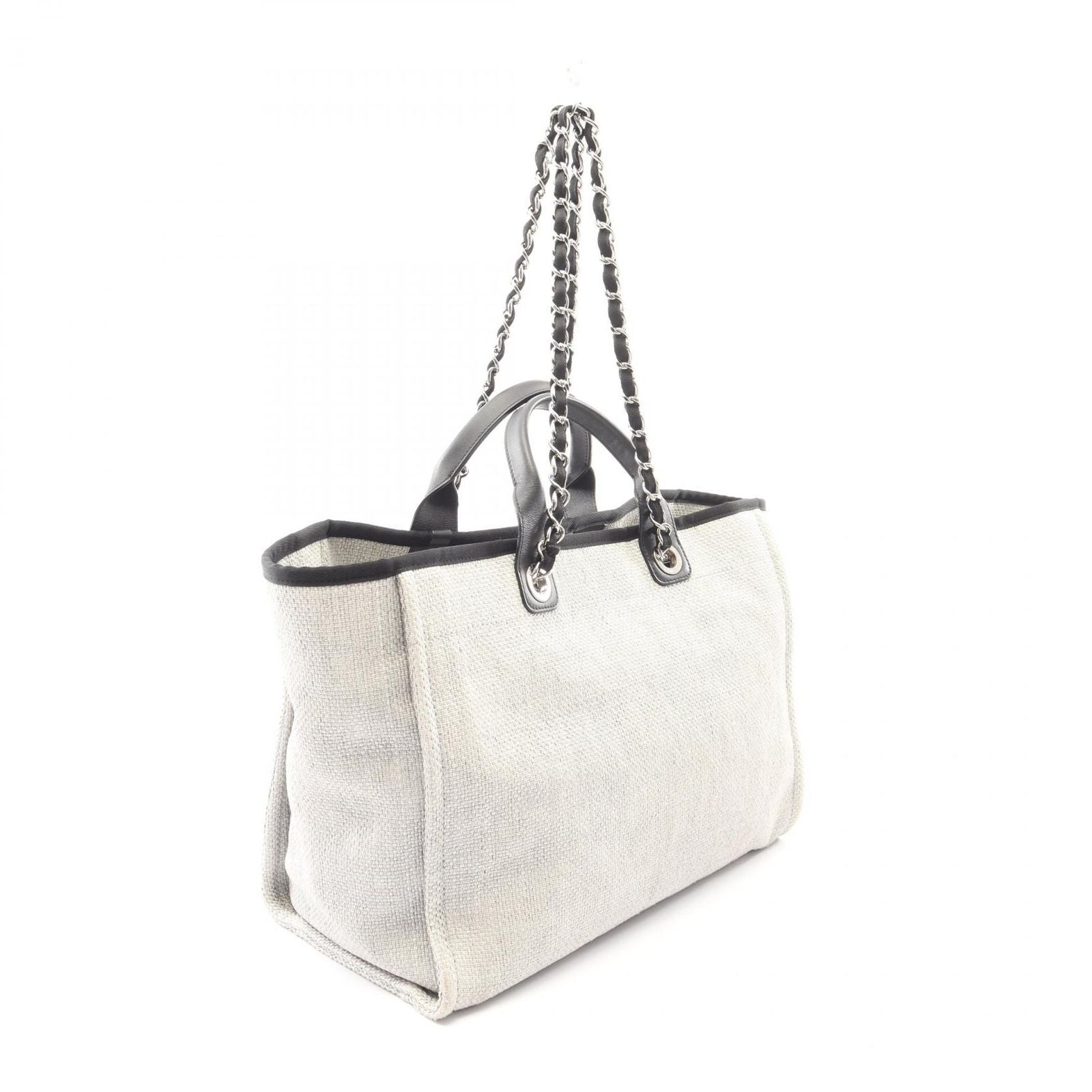 Chanel Tote Deauville GM 2-Way Light Gray Leather Chain GM — view 2