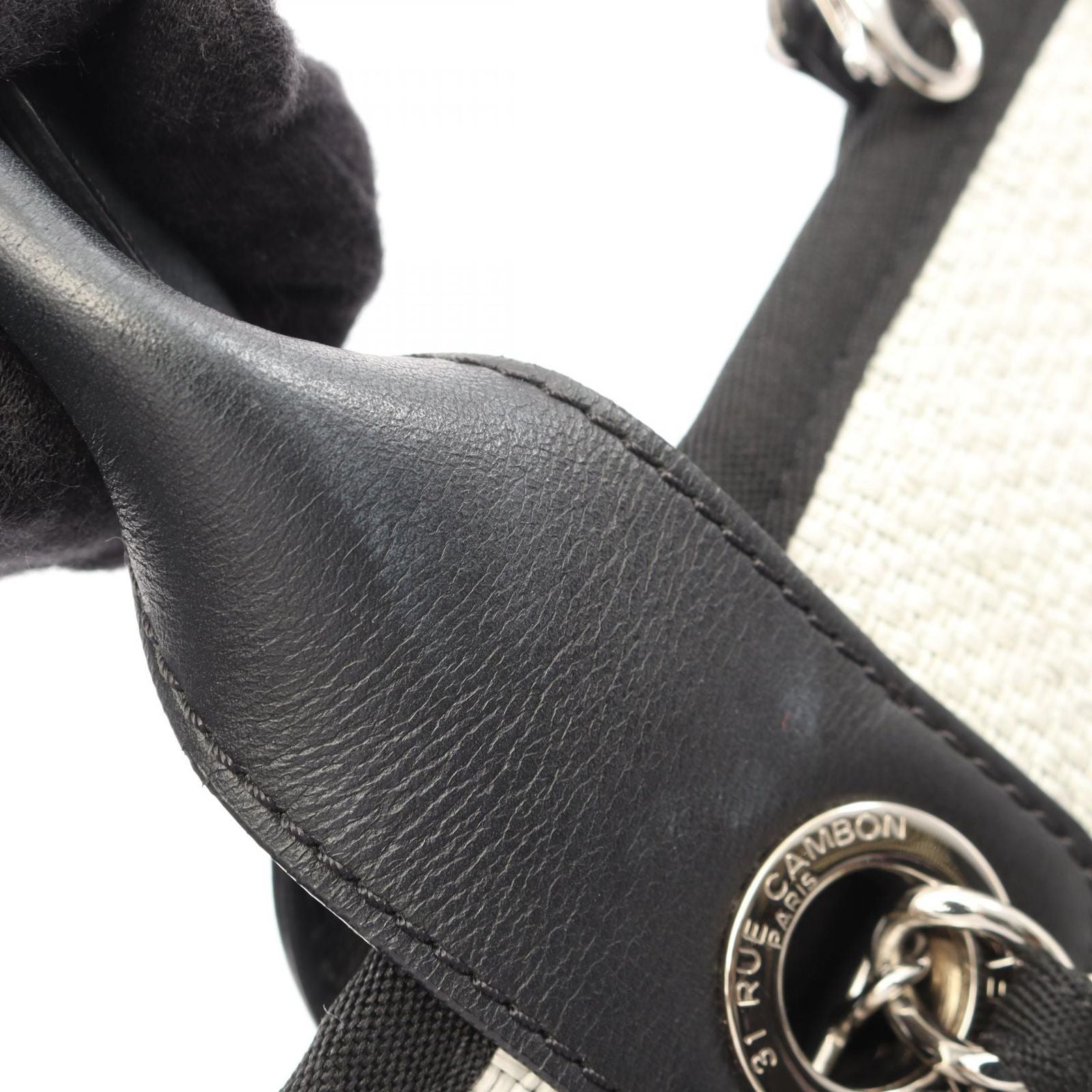 Chanel Tote Deauville GM 2-Way Light Gray Leather Chain GM — view 8